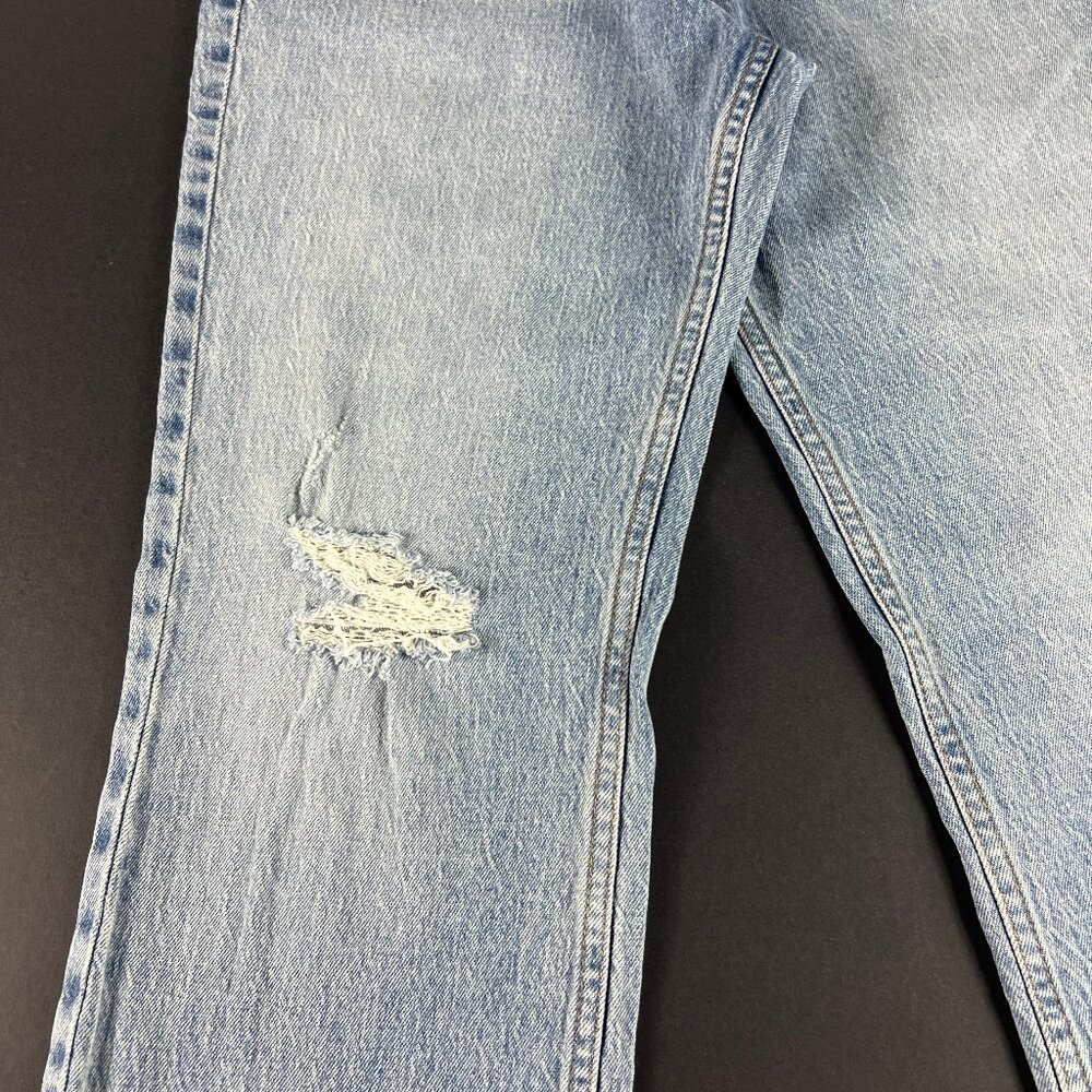 Silver Jeans Women's 28x27 Frisco Straight Ankle Blue Distressed Denim Tag 27x28 - Picture 4 of 16